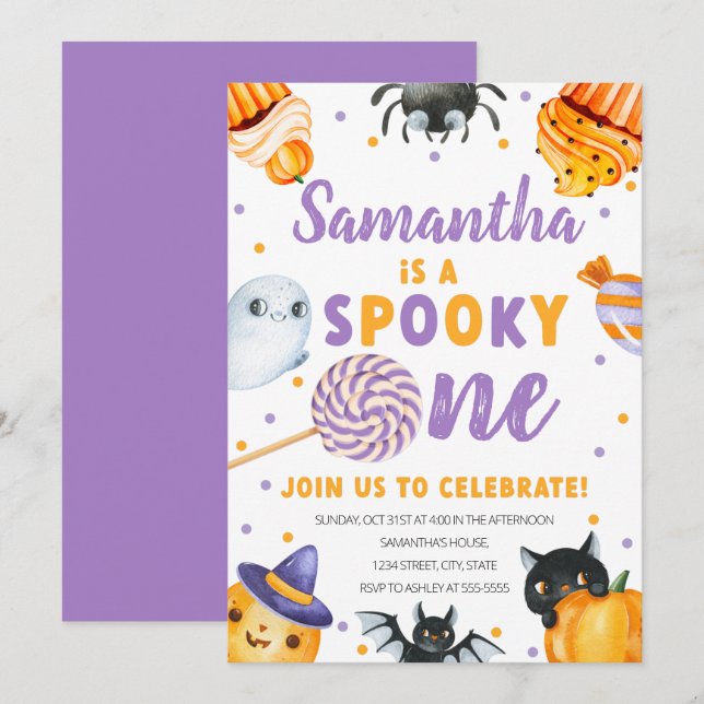 Halloween-talesman en första födelsedagsinbjudan inbjudningar (Fram/baksida)