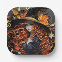 Halloween Tallrikar: Witch-Thated Party Tableware