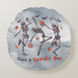 Halloween-talokusdagen Skeleton 2, sidokört Rund Kudde