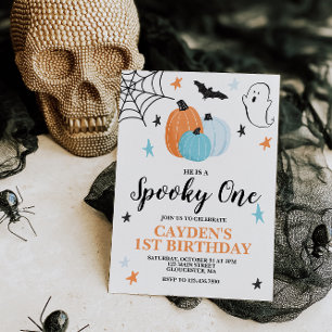 Halloween-taloky 1:a födelsedag blåpumpor in inbjudningar