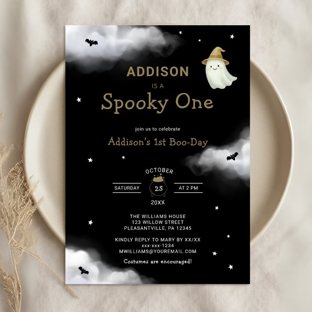 Halloween-taloky ett första födelsedag inbjudningar (Skapare uppladdad)