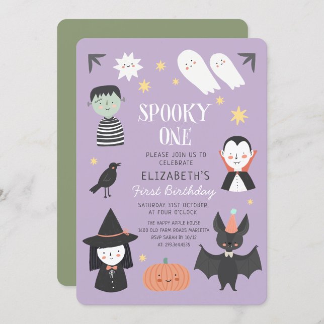 Halloween-taloky ett första födelsedag inbjudningar (Skapare uppladdad)