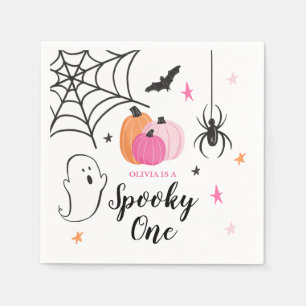 Halloween-taloky Ett första rosa på födelsedagspum Pappersservett