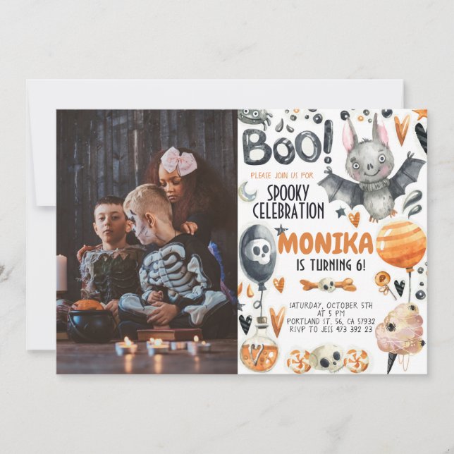 Halloween-taloky Fladdermus-födelsedagsinbjudan Inbjudningar (Framsida)