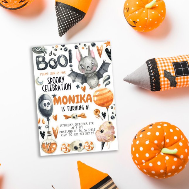 Halloween-taloky Fladdermus-födelsedagsinbjudan Inbjudningar (Skapare uppladdad)