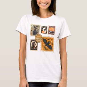 Halloween-taloky Tid Postal Frimärke Spöken Fladde T Shirt