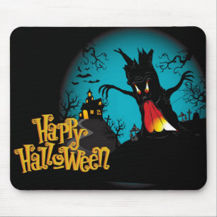 Halloween Taloky Träd och Haunted House Musmatta