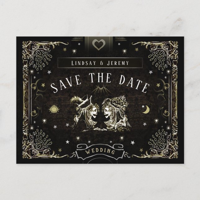 Halloween-Tarot Card-matchande Spara-datum-postkor Inbjudan Vykort (Framsida)
