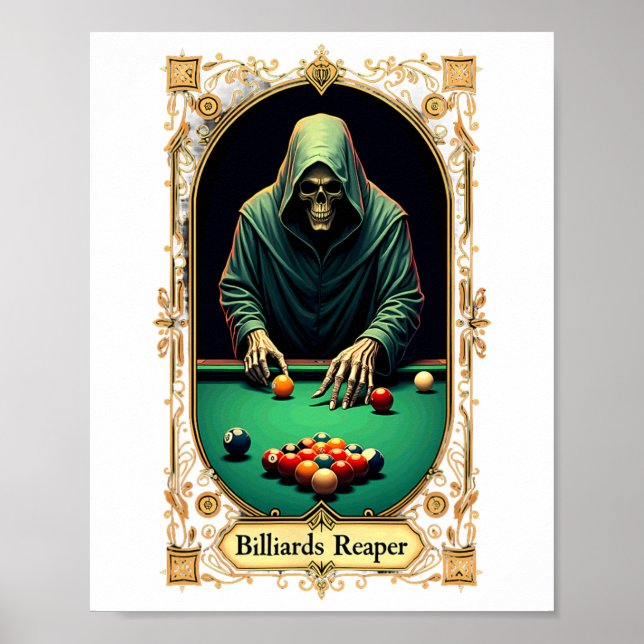 Halloween Tarot Card Skeleton Billiards Reaper Poster (Framsidan)