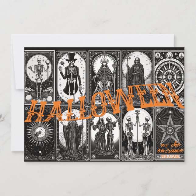 Halloween Tarot Orange Cosplay Spooktacular Party Inbjudningar (Framsida)