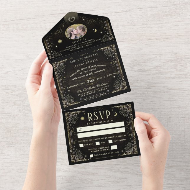 Halloween Tarot Photo Wedding-MENU (Avrivbar del)