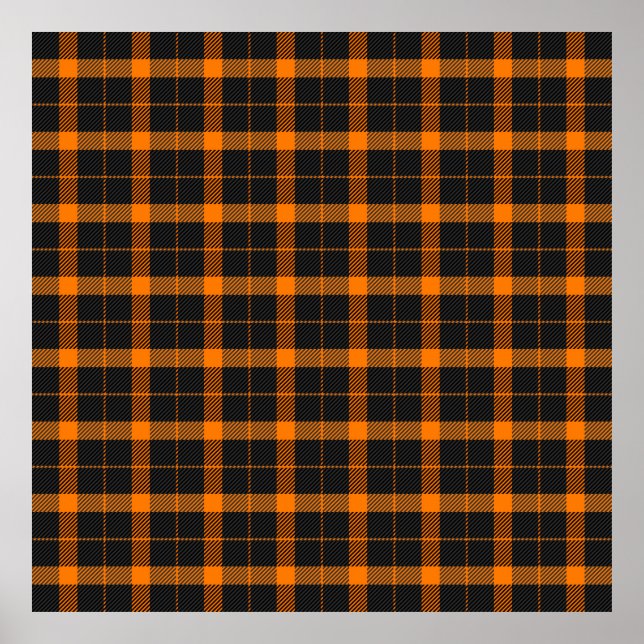 Halloween Tartan plaid. Scottish pattern in orange Poster (Framsidan)