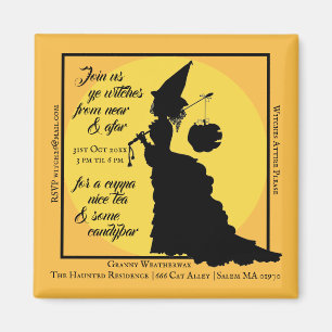 Halloween Tea Party-inbjudan Victorian Witch Magnet