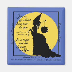 Halloween Tea Party-inbjudan Victorian Witch Magnet