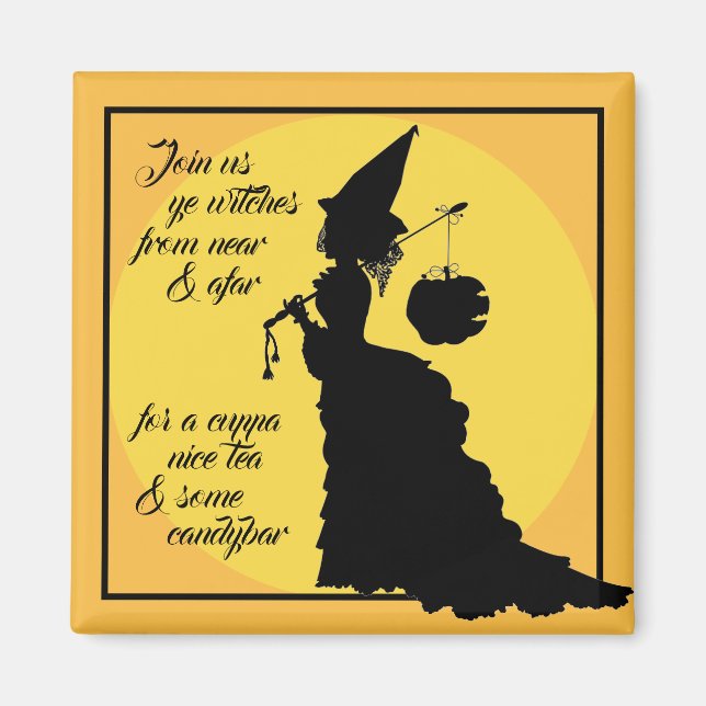 Halloween Tea Party Victorian Vintage Witch Magnet (Framsidan)