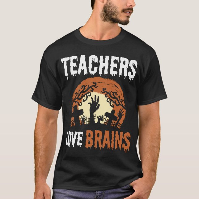 Halloween Teacher Brain Älskare T Shirt (Framsida)
