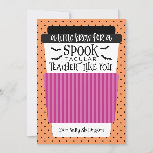 Halloween Teacher Coffee Gift Card Holder Inbjudningar (Framsida)