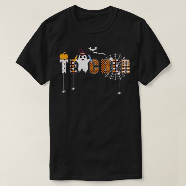 Halloween Teacher Ghost T Shirt (Design framsida)