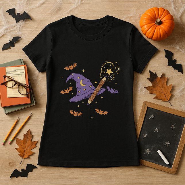 Halloween Teacher Gift-guiden Hat & Trollspö T Shirt (Skapare uppladdad)