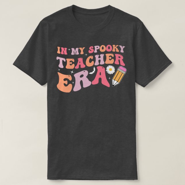 Halloween Teacher Groovy T Shirt (Design framsida)