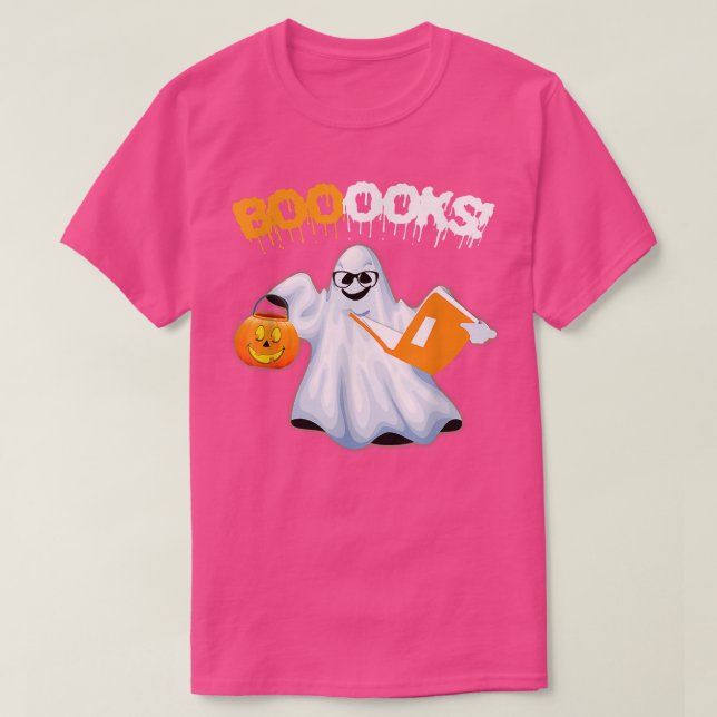 Halloween Teacher Librarian Books Reading Ghost Pu T Shirt (Design framsida)