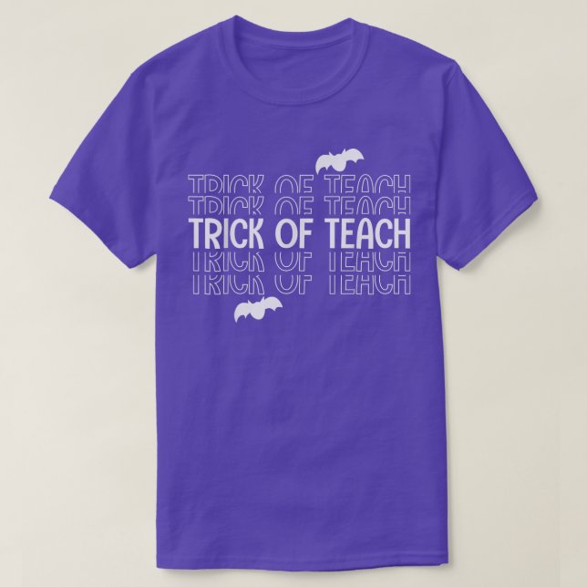 Halloween Teacher Trick eller Teach Funny School H T Shirt (Design framsida)