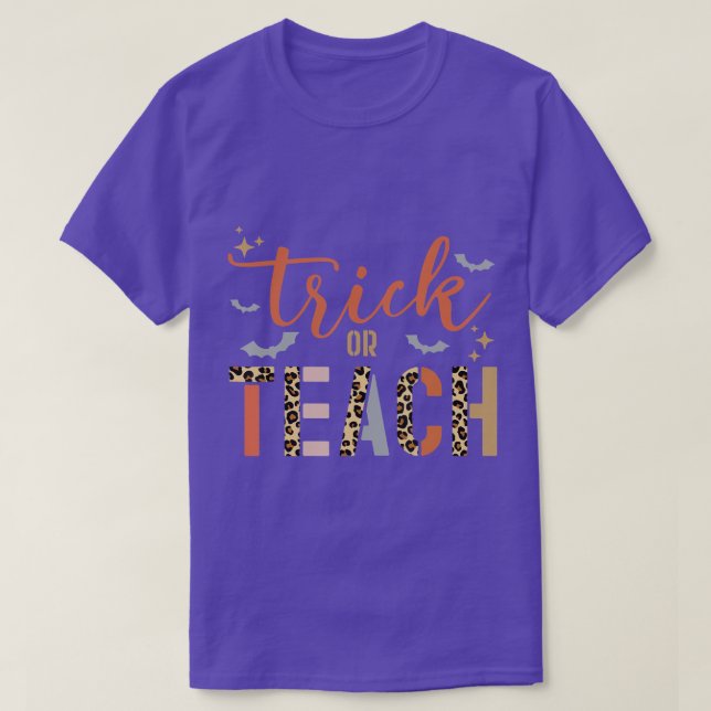 Halloween Teacher Trick eller Teach Leopard Costum T Shirt (Design framsida)