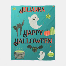 Halloween Teal och Grönt Fleecefilt