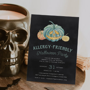Halloween Teal Pumpkin Allergy Friendly Party Inbjudningar