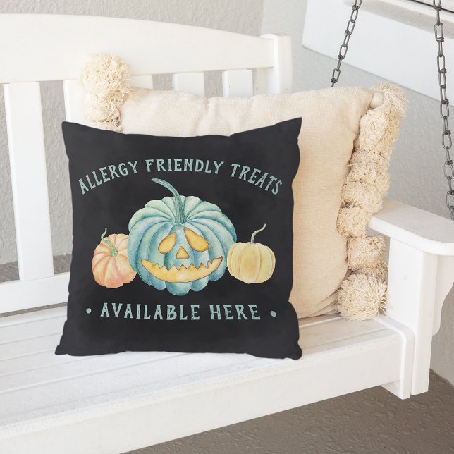 Halloween Teal Pumpkin Allergy Friendly Treats Kudde (Skapare uppladdad)