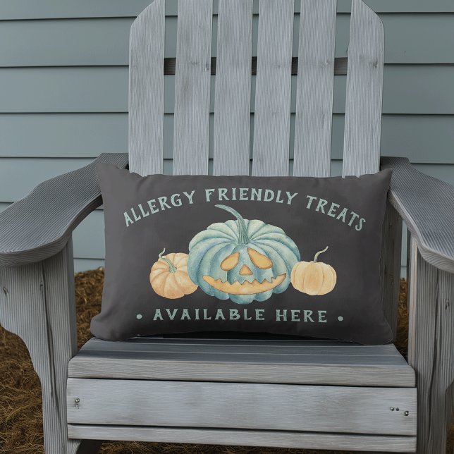 Halloween Teal Pumpkin Allergy Friendly Treats Lumbarkudde (Skapare uppladdad)