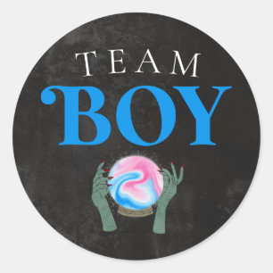 Halloween Team Boy Gender Reveal Party Voting Runt Klistermärke