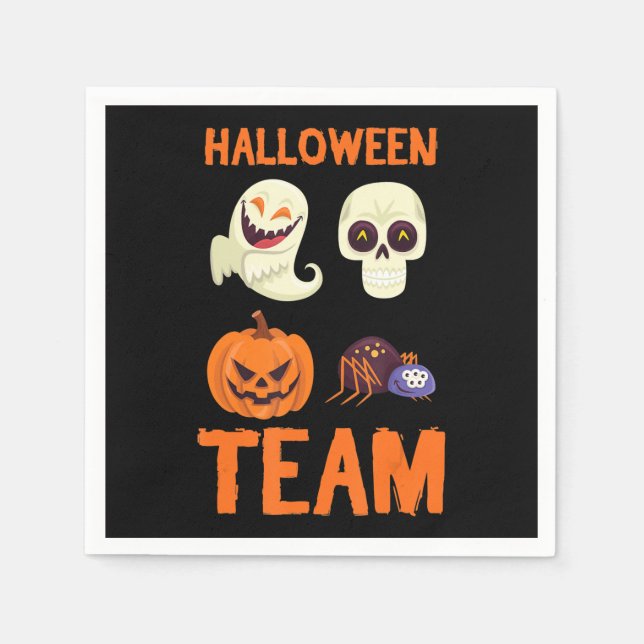 Halloween Team Skeleton Pumpkin Ghost Spider Spook Pappersservett (Framsidan)
