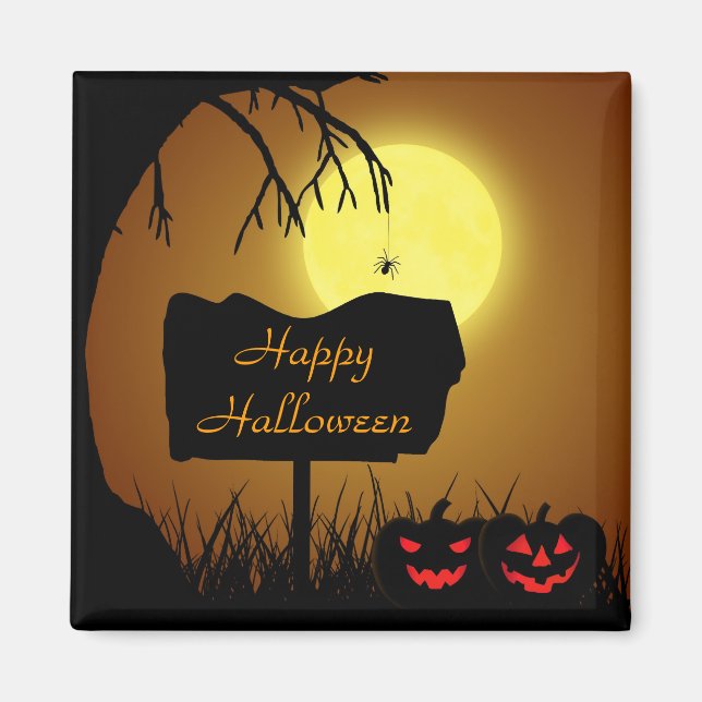 Halloween-tecken med pumpor - Magnet (Framsidan)
