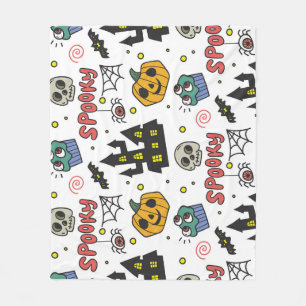 Halloween-tecken: Whimsical Seamless Mönster Fleecefilt