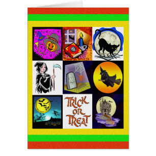 Halloween Tecknad Montage Hälsningskort