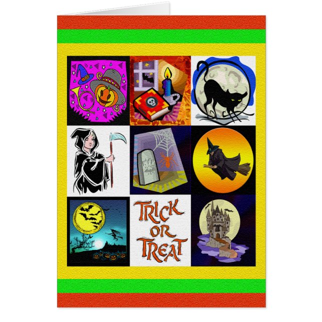Halloween Tecknad Montage Hälsningskort (Framsidan)