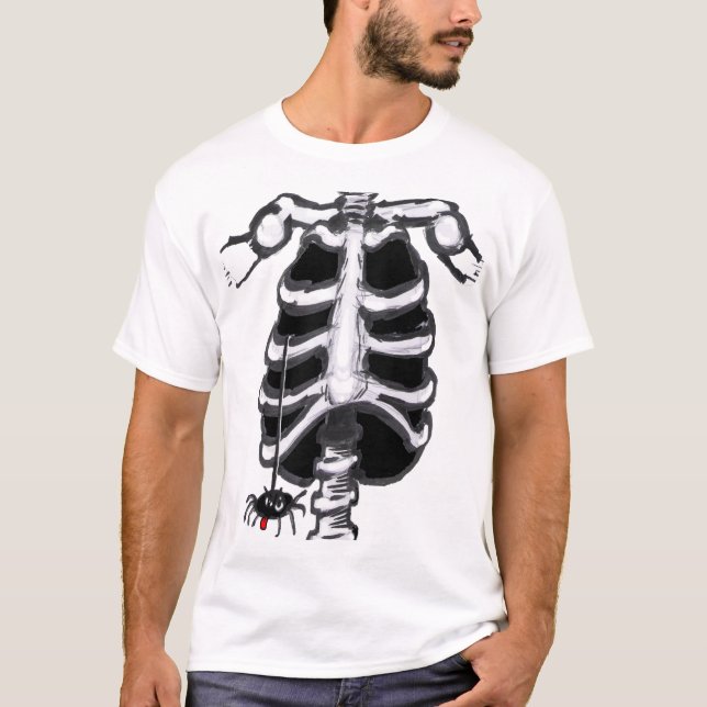 Halloween Tecknad Skeleton T-shirt (Framsida)