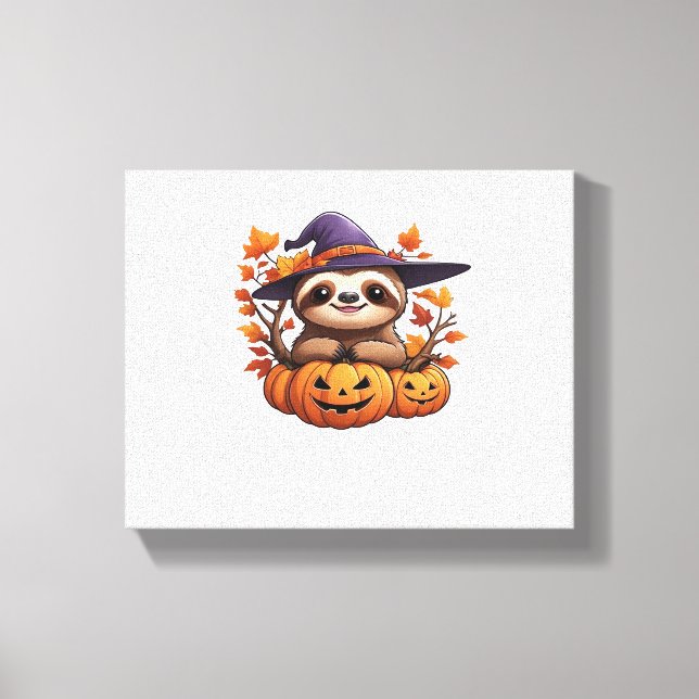 Halloween Tecknad Sloth Classic T-Shirt Canvastryck (Framsida)