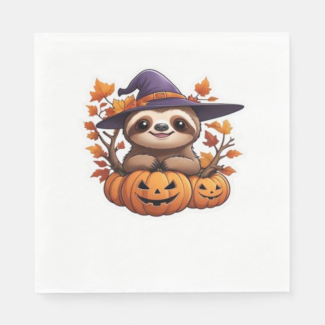 Halloween Tecknad Sloth Classic T-Shirt Pappersservett (Framsidan)