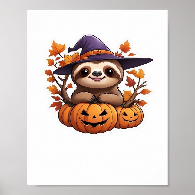 Halloween Tecknad Sloth Classic T-Shirt Poster (Framsidan)