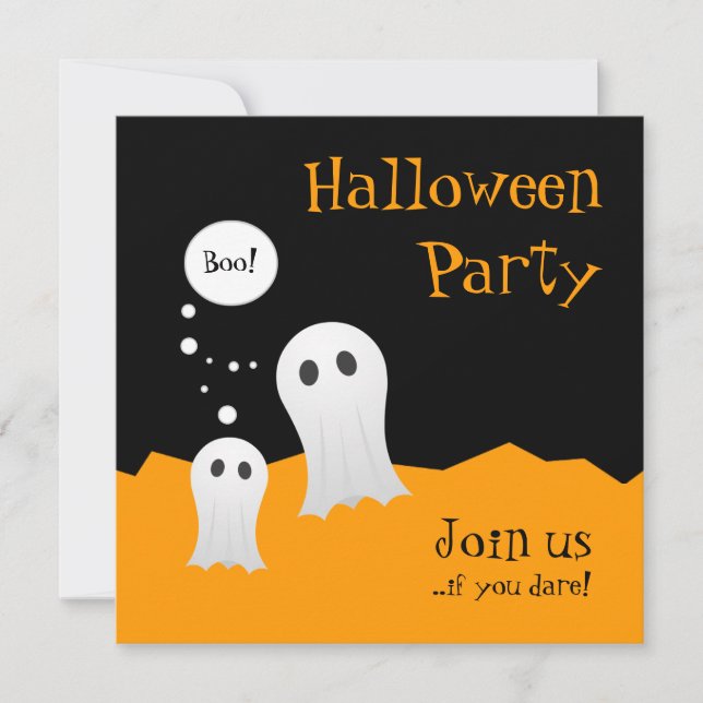 Halloween Tecknad Spöken Party-inbjudan Inbjudningar (Framsida)
