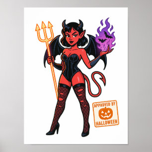 Halloween Tecknad Succubus - Mörk och uppspelning Poster