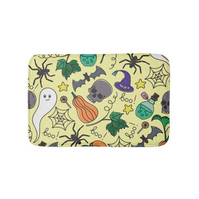 Halloween-Tecknad: Vibrant Vintage Mönster Badrumsmatta (Framsidan)