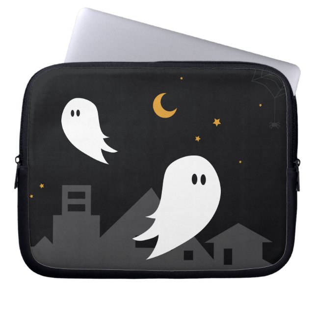 Halloween-tecknadens spökstad laptop fodral (Framsidan)