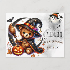 Halloween Teddybjörn Trollkarl Högtid Helg Vykort