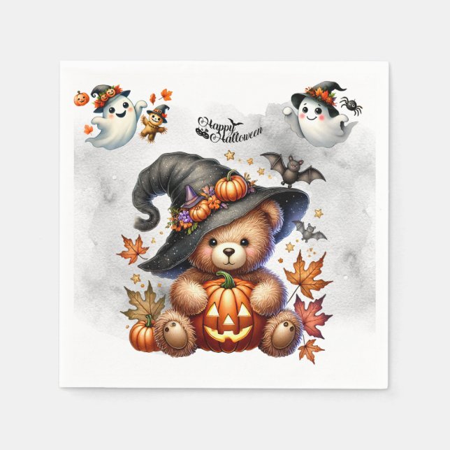 Halloween Teddybjörn Trollkarl Högtid Pappersservett (Framsidan)