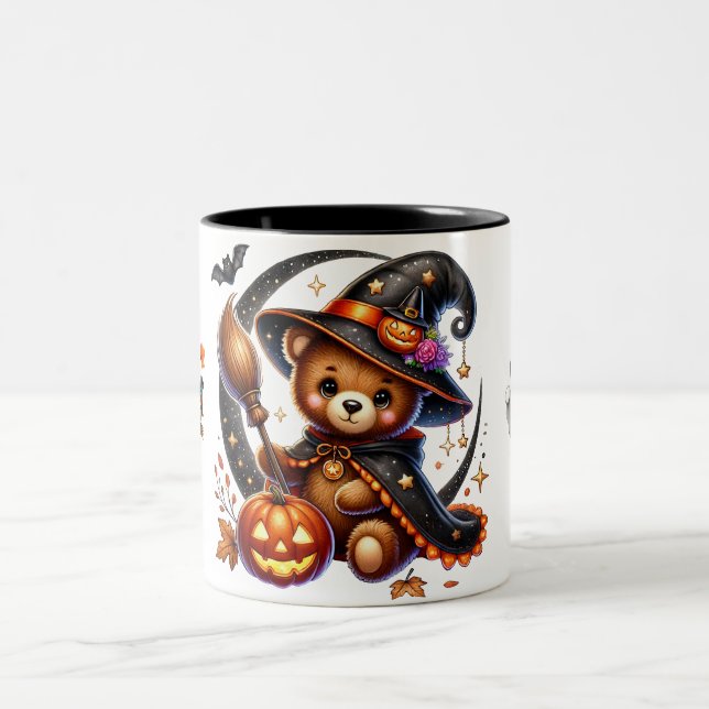 Halloween Teddybjörn Trollkarl Högtid Två-Tonad Mugg (Center)