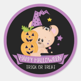 Halloween Teddybjörn Warlock med pumpor Runt Klistermärke