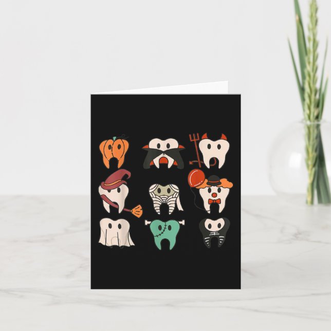 Halloween Teeth Spooky Halloween Dentist Quote Kort (Framsida)